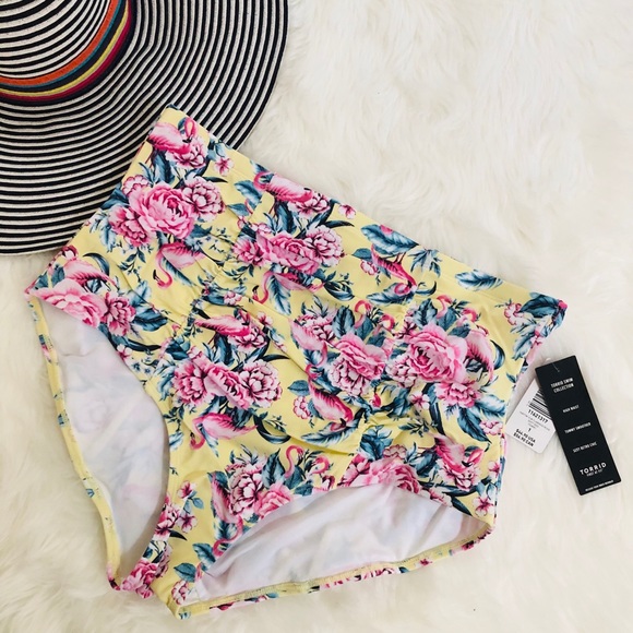 Torrid yellow and pink flamingos bikini, Sz. 1X - Picture 6 of 8